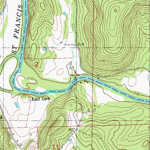 Topographic Map of Hicks Hollow, MO