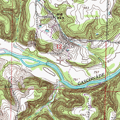 Topographic Map of Richland Lake, MO