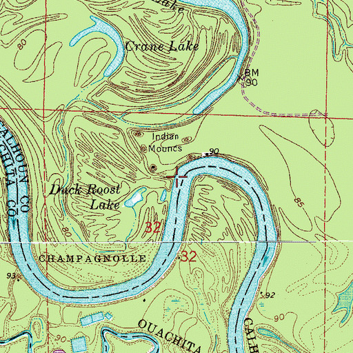 Topographic Map of Slim Island Shoal, AR