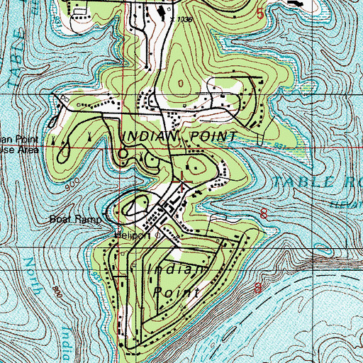 Topographic Map of Indian Point, MO