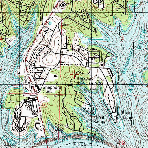 Topographic Map of Highway Thirteen Park, MO