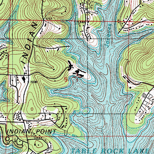 Topographic Map of Rock Lane Lodge Marina, MO