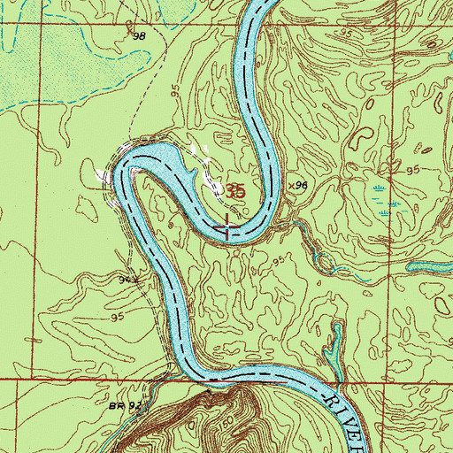 Topographic Map of Spoon Camp Shoals, AR
