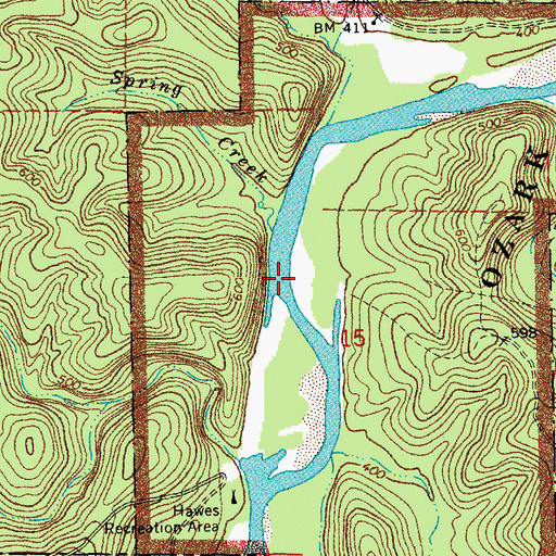 Topographic Map of Phillips Bay, MO