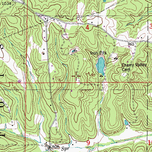 Topographic Map of Cherry Valley School (historical), MO
