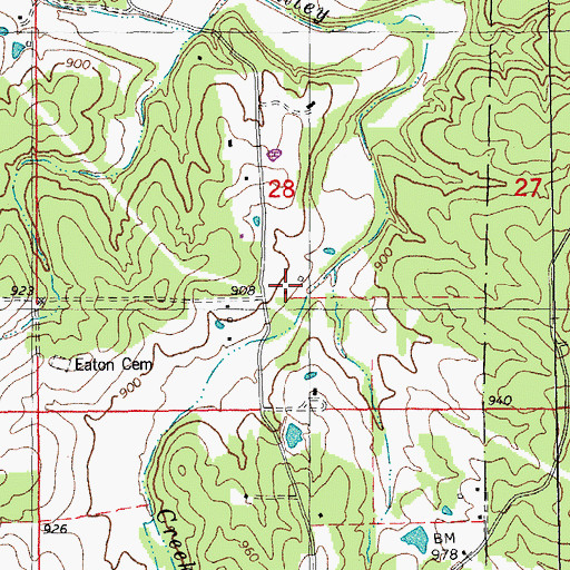 Topographic Map of Valley Side School, MO