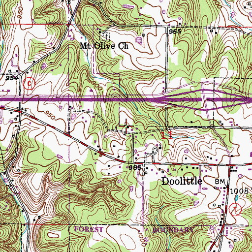Topographic Map of Perkins School, MO