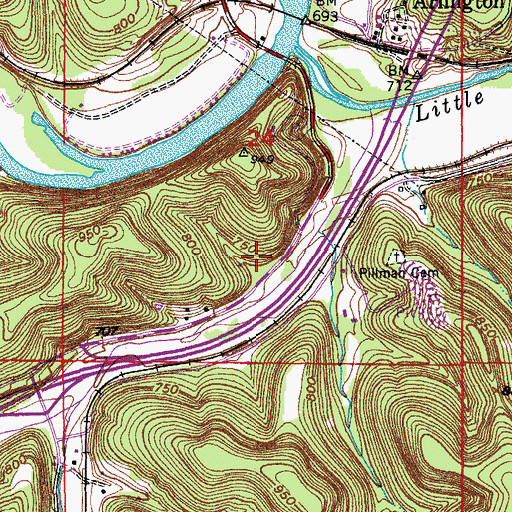 Topographic Map of Arlington School (historical), MO