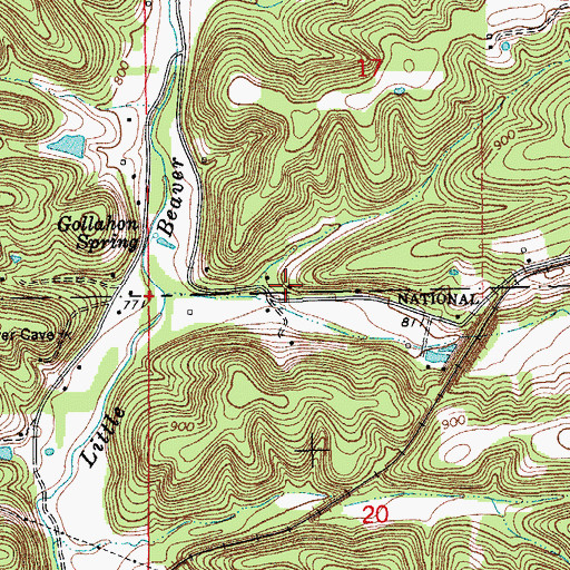 Topographic Map of Bridge School, MO