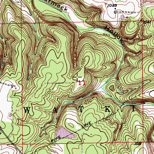 Topographic Map of Cross School (historical), MO