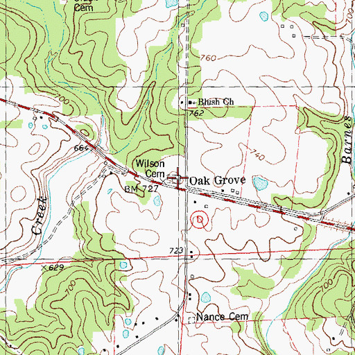 Topographic Map of Wilson Cemetery, MO