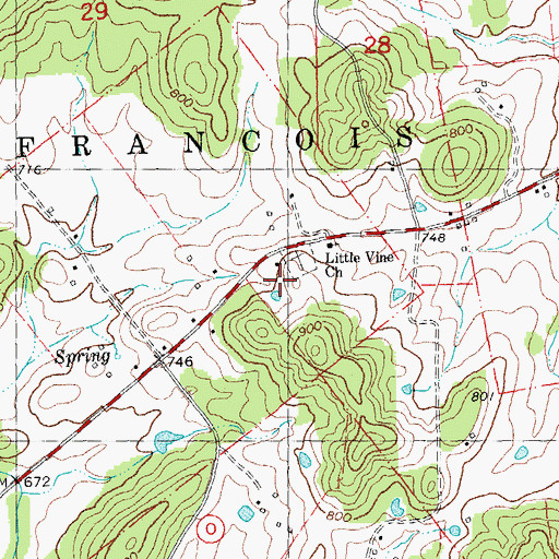 Topographic Map of Little Vine School, MO