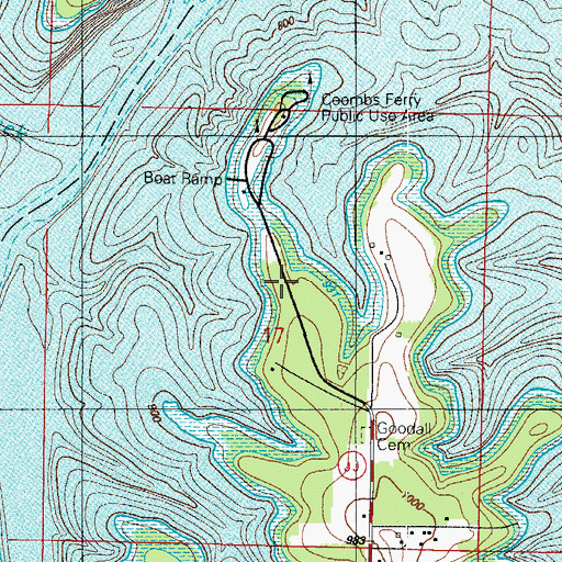 Topographic Map of Coombs Ferry Access, MO