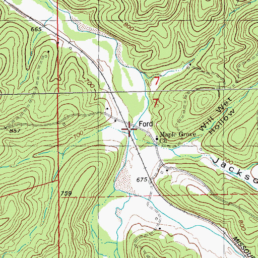 Topographic Map of Jackson Hollow, MO