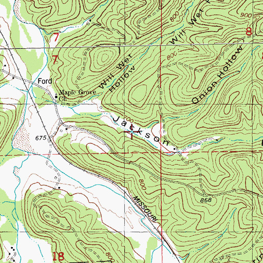 Topographic Map of Onion Hollow, MO