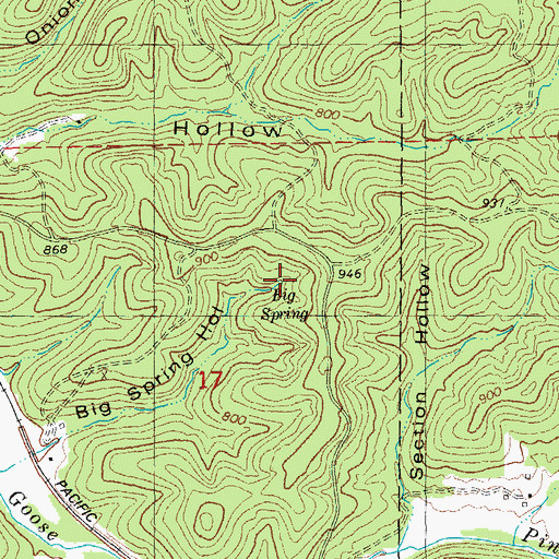 Topographic Map of Big Spring, MO