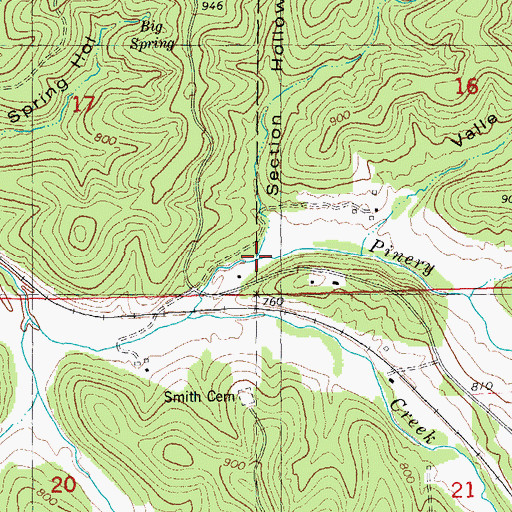Topographic Map of Section Hollow, MO