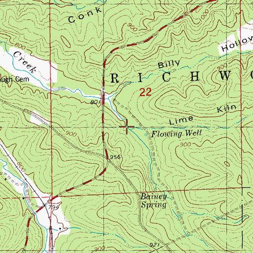 Topographic Map of Lime Kiln Hollow, MO