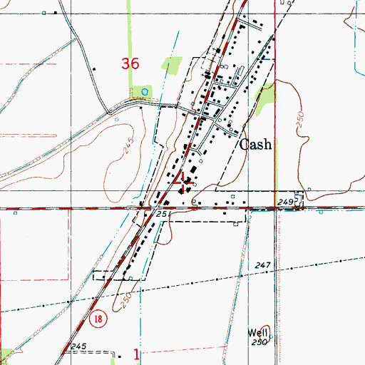 Topographic Map of Cash School (historical), AR