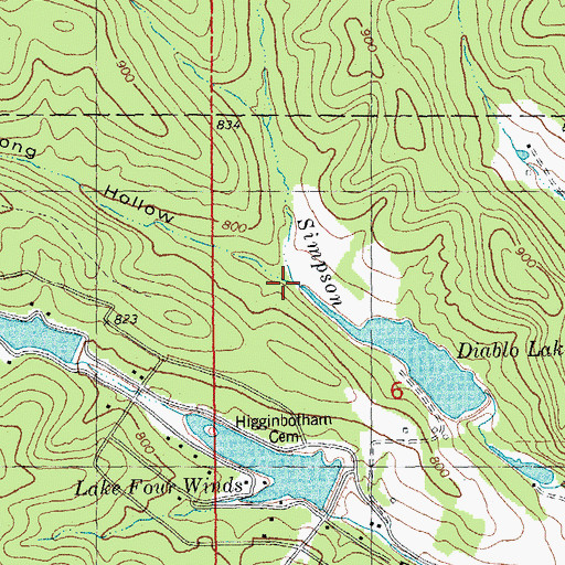 Topographic Map of Long Hollow, MO