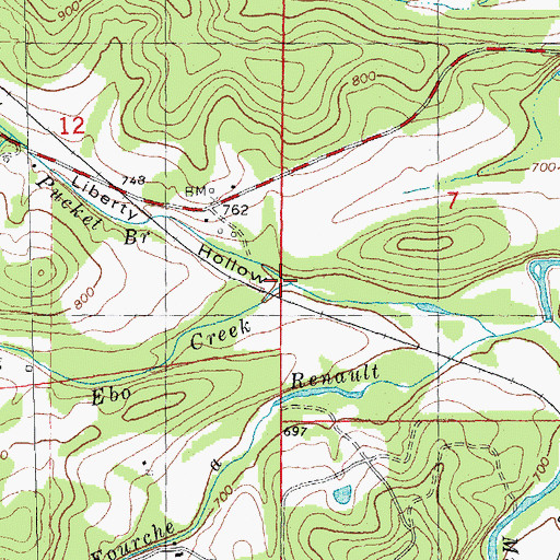 Topographic Map of Pucket Branch, MO