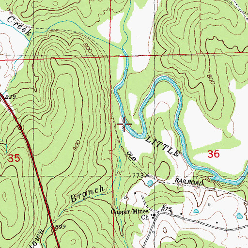 Topographic Map of Logtown Branch, MO