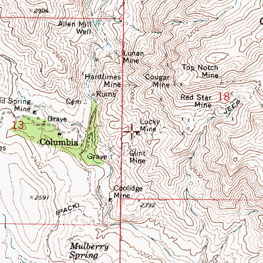 Topographic Map of Lucky Mine, AZ