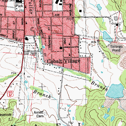 Topographic Map of Cobalt Village, MO