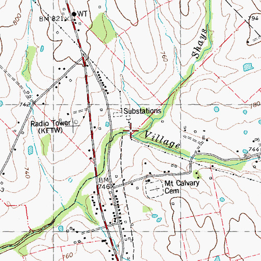 Topographic Map of Shays Creek, MO