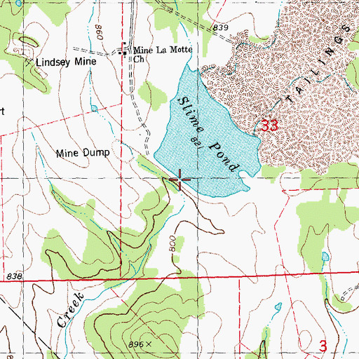 Topographic Map of Slime Pond, MO