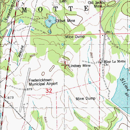 Topographic Map of Lindsey Mine, MO