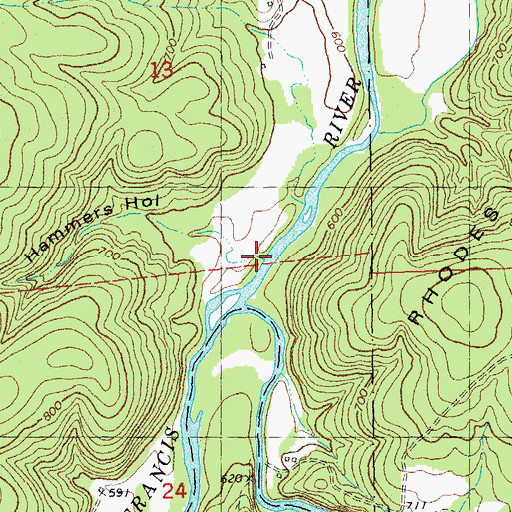 Topographic Map of Hammers Hollow, MO