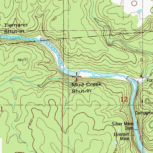Topographic Map of Mud Creek, MO