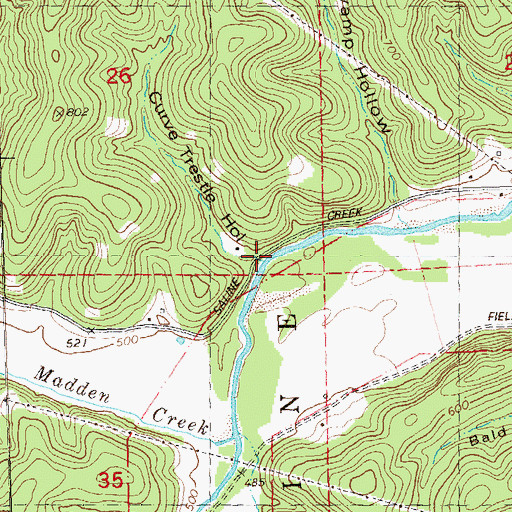 Topographic Map of Curve Trestle Hollow, MO