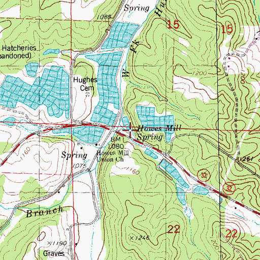 Topographic Map of Howes Mill Spring, MO