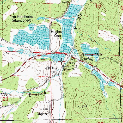Topographic Map of Howes Mill Union Church, MO