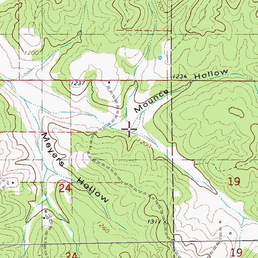 Topographic Map of Mounce Hollow, MO