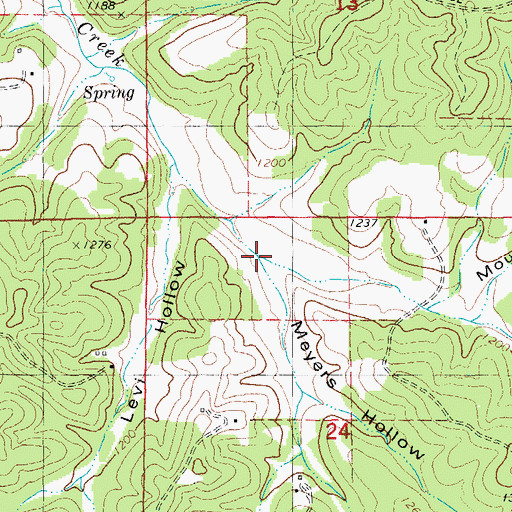 Topographic Map of Meyers Hollow, MO