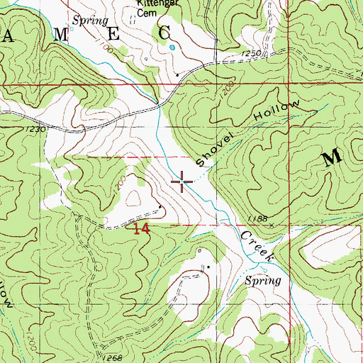 Topographic Map of Shovel Hollow, MO