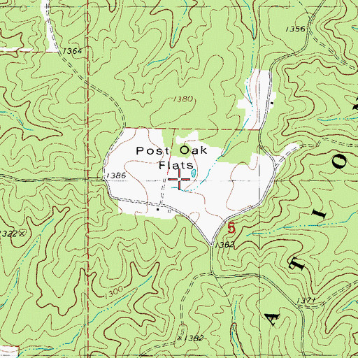 Topographic Map of Post Oak Flats, MO