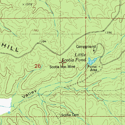 Topographic Map of Scotia Iron Mine, MO