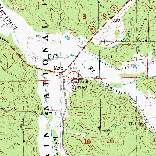 Topographic Map of Antioch Spring, MO