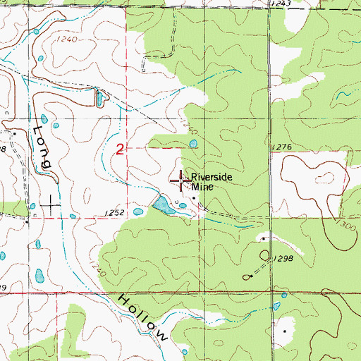 Topographic Map of Riverside Mine, MO