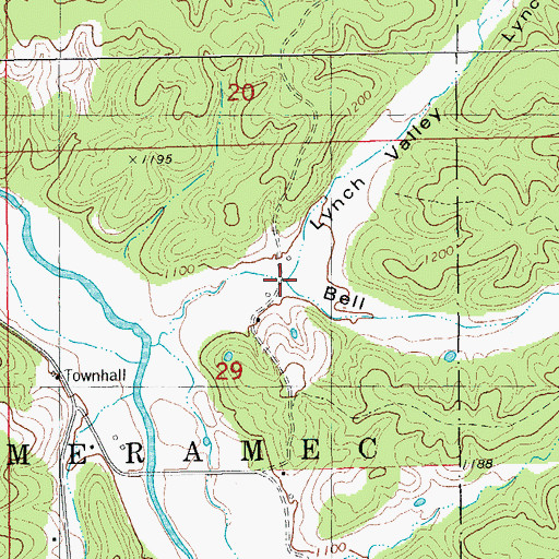 Topographic Map of Lynch Valley, MO