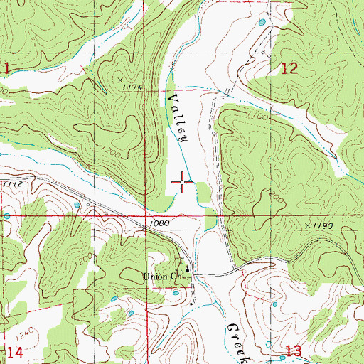 Topographic Map of Simmons Branch, MO