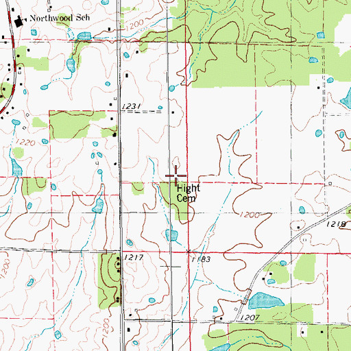 Topographic Map of Hight Cemetery, MO