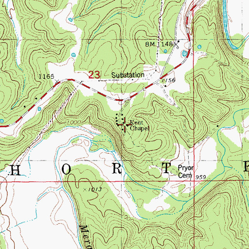 Topographic Map of Kent Chapel, MO