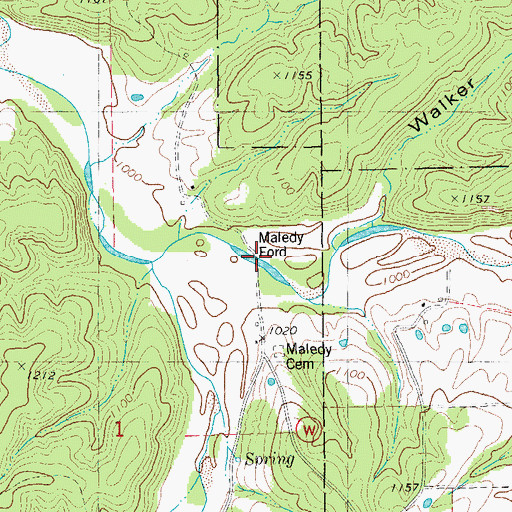 Topographic Map of Maledy Ford, MO
