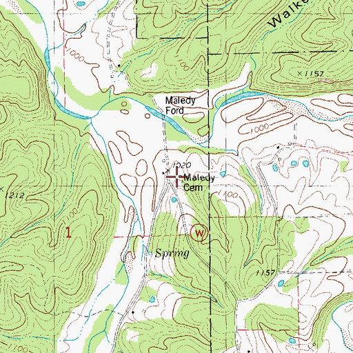 Topographic Map of Maledy Cemetery, MO