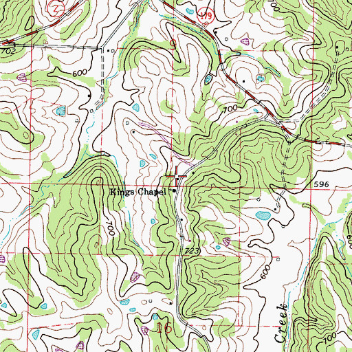 Topographic Map of Kings Chapel School (historical), MO